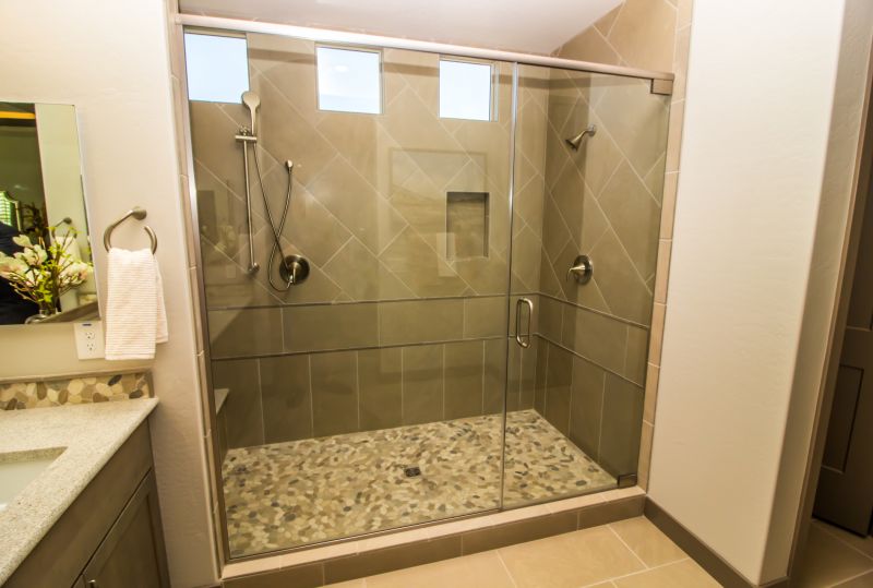 Glass Enclosed Shower with Minimal Frame